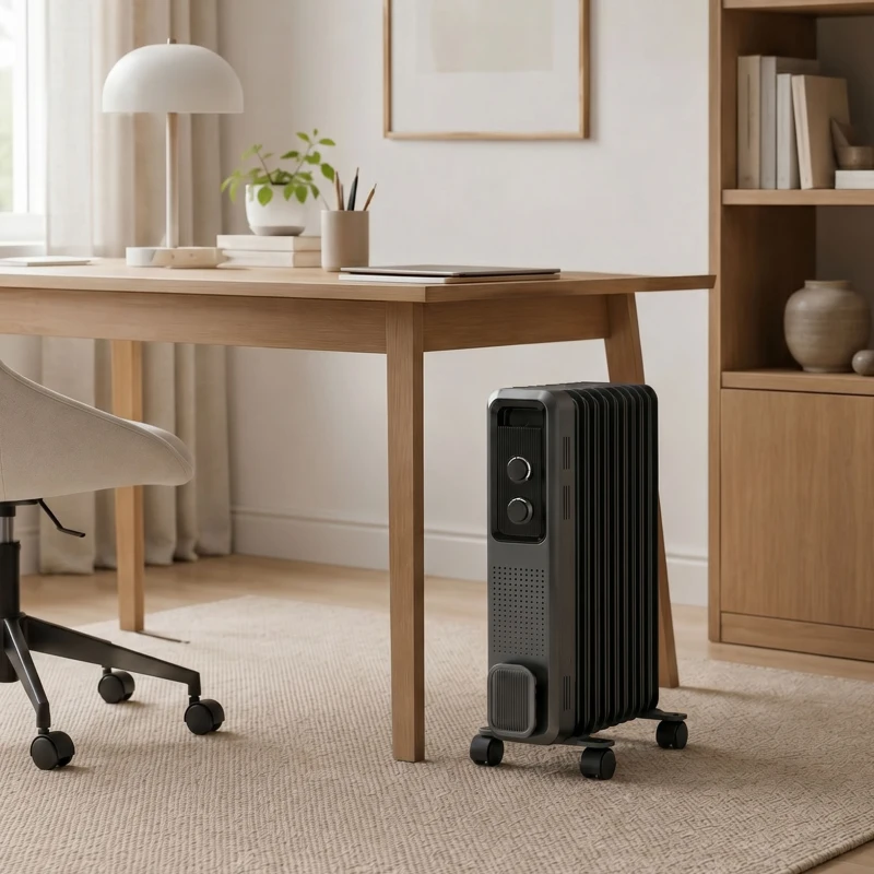 HOMCOM 2000W Oil Filled Radiator, 9 Fin, Portable Electric Heater with 3 Heat Settings, Safety Cut-Off and Wheels, Grey