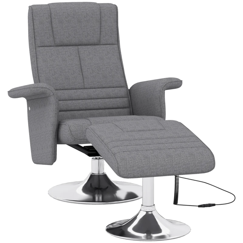 HOMCOM Massagesessel mit Hocker, neigbare Lehne, 78 x 95 x 88 cm, Dunkelgrau(m-11)