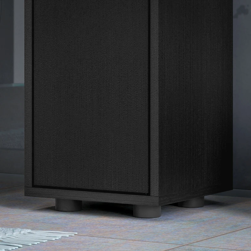 kleankin Colonne de rangement armoire haute pour salle de bain 1 tiroir 4 étagères réglables et 2 placards 20 x 20 x 180 cm noir