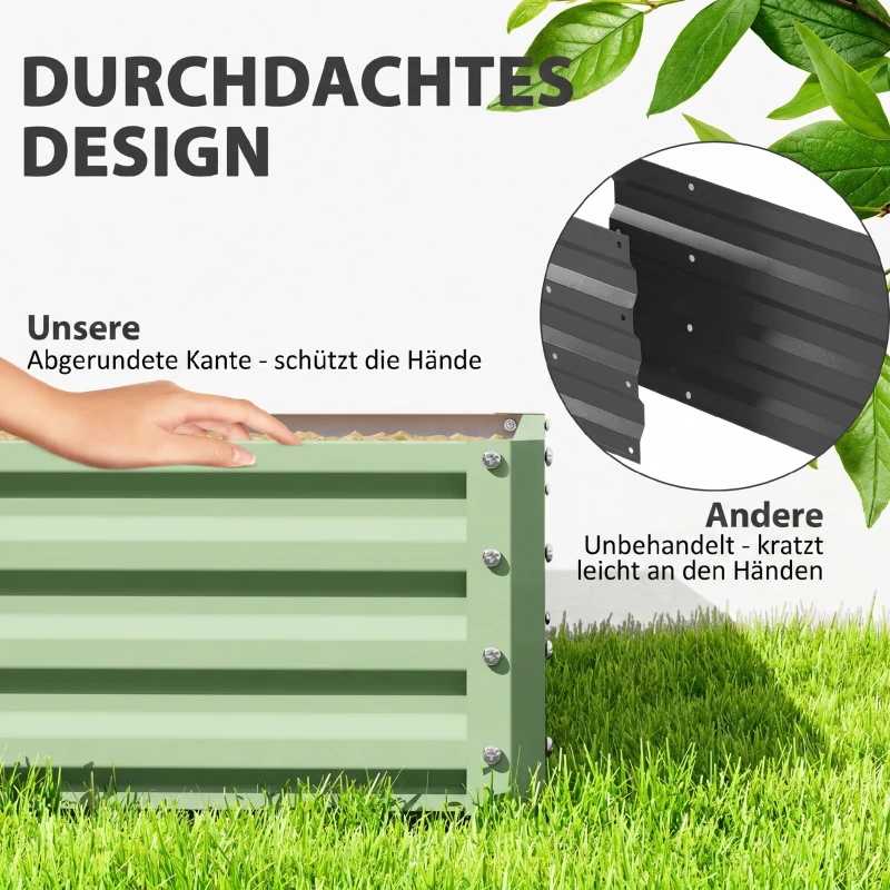 Outsunny Tuinbed, Plantenbak met Metalen Frame, Groen, 120 x 120 x 30 cm