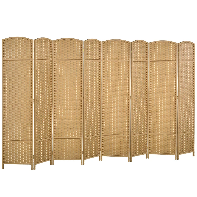 HOMCOM Paravent interieur en bois 8 panneaux 320 x 170 cm séparateur de pièce pliable pour salon, chambre à coucher, naturel