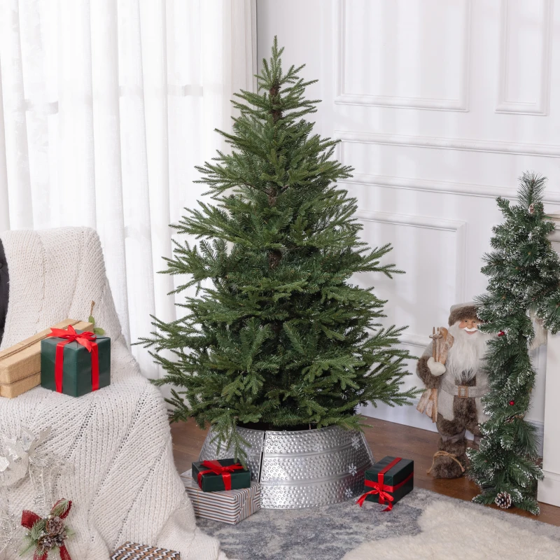 HOMCOM Weihnachtsbaum 150 cm, realistisches Aussehen, Schnellaufbau, inkl. Ständer, feuersicherer Kunststoff