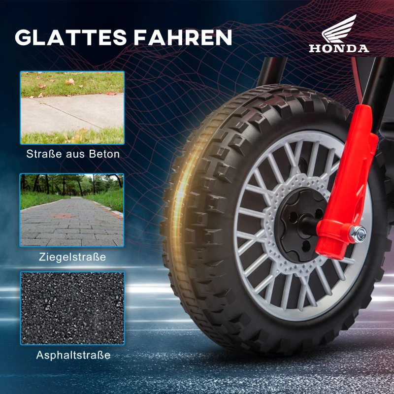 HOMCOM Elektrische Honda Kindermotor, 3 km/u, Geluidseffecten, voor 18-36 Maanden, Rood(m-6)