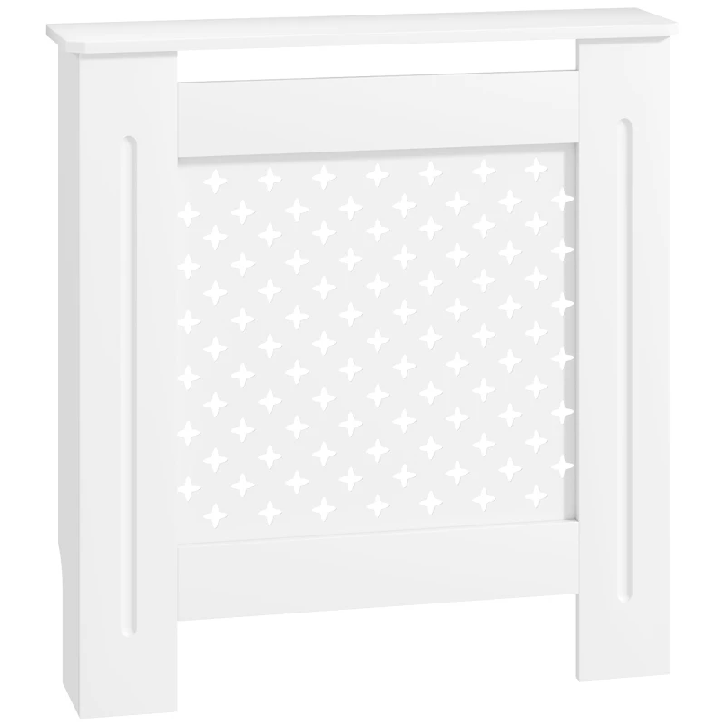 HOMCOM Couvercle de radiateur cache radiateur grille croisée pour salon chambre à coucher en bois 78l x 19P x 82H cm blanc