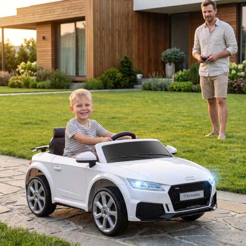HOMCOM Macchina Elettrica per Bambini 3-5 Anni AUDI TT con Telecomando, Portiere Apribili e Fari LED, Bianco