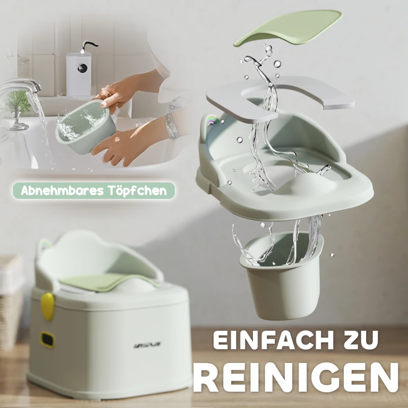AIYAPLAY Kinderpotje 3-in-1 met Afneembare Zitting, Kunstleder zitkussen, Max. 50 kg, Grijs