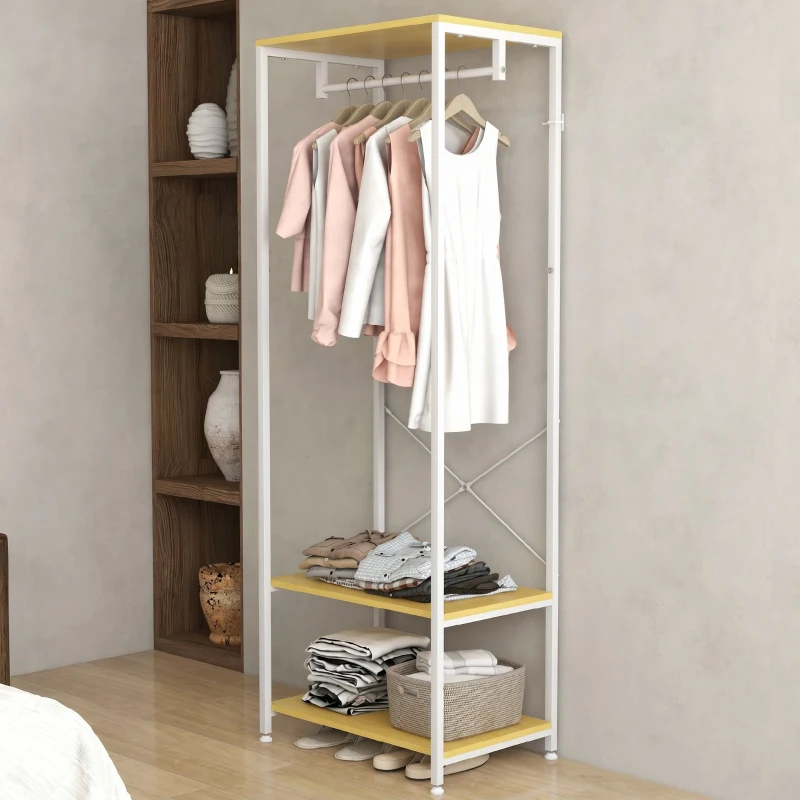 HOMCOM Cuier Mobil 2 în 1 cu Raft pe 2 Niveluri, din Oțel și PAL, 60x40x167.5 cm