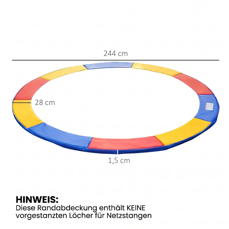 HOMCOM Trampolin Randabdeckung Sicherheitsnetz Wetterplane Leiter Randabdeckung: Ø 244cm Bunt