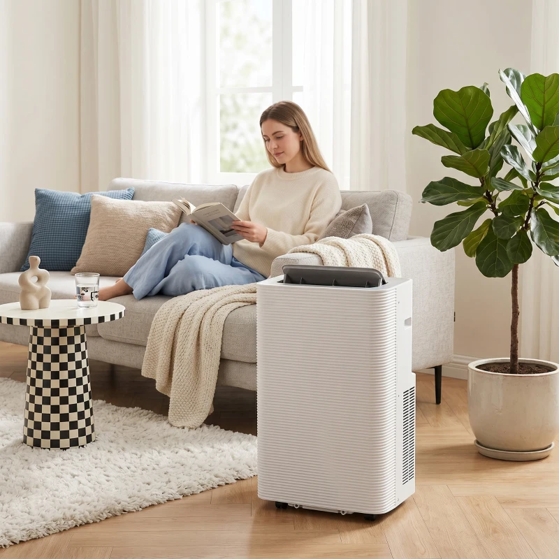 HOMCOM Climatiseur mobile 12000 BTU, climatiseur portable 4 en 1, refroidissement, déshumidificateur, ventilateur, mode nuit