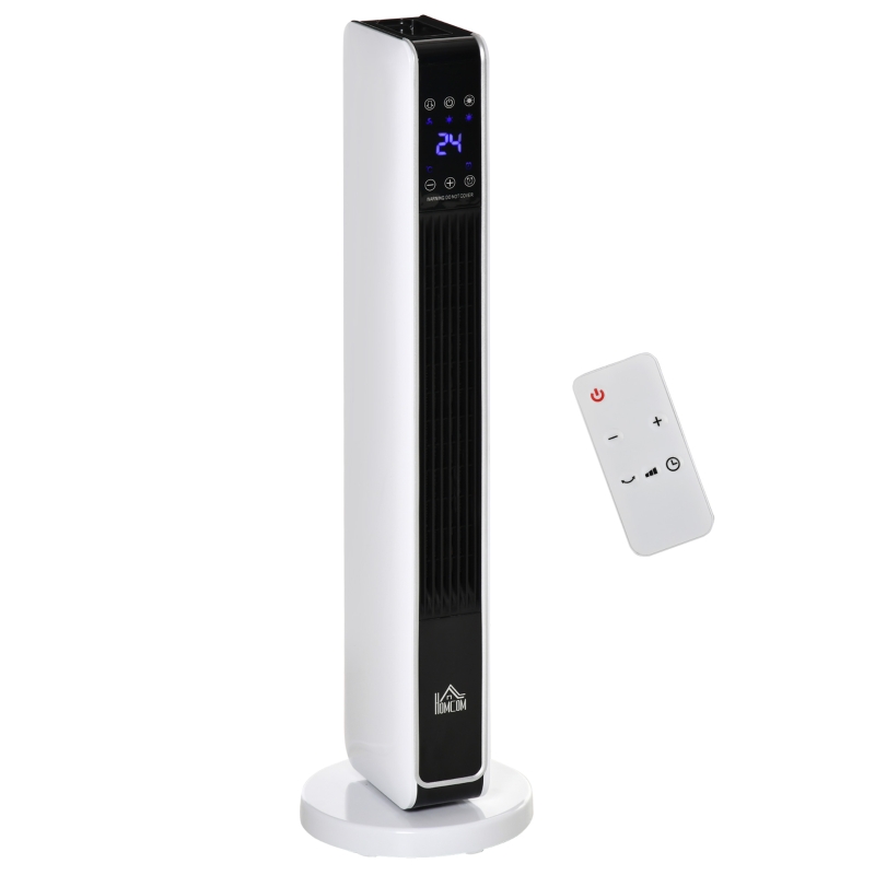 HOMCOM Radiador Eléctrico bajo Consumo 1100/2200W con Mando a Distancia Pantalla LED Temporizador 8H Blanco
