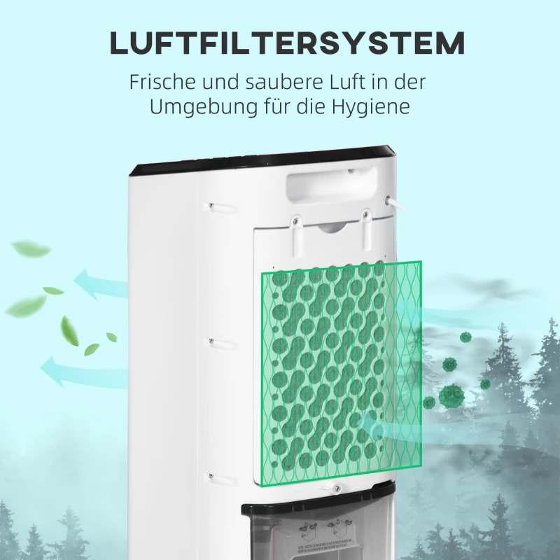 HOMCOM Min-Klimaatregelaar Airconditioner Ruimte Airconditioner, 3 Modi, Timerfunctie, 24,5 cm x 27 cm x 60 cm, Crèmewit + Zwart