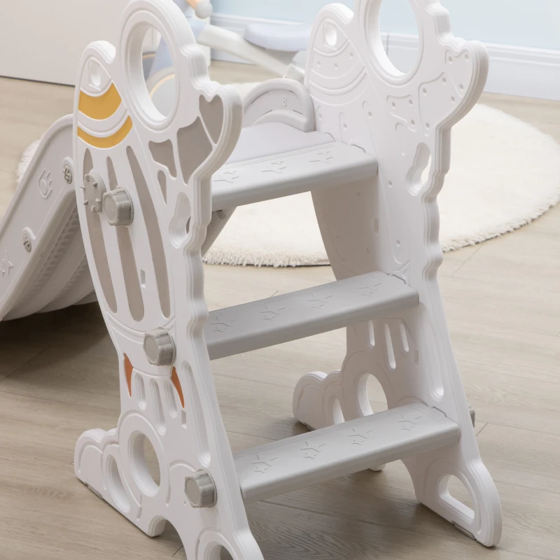 AIYAPLAY Escorregador para Crianças de 18-36 Meses com 3 Degraus Antiderrapantes 157x46,5x80 cm Cinza