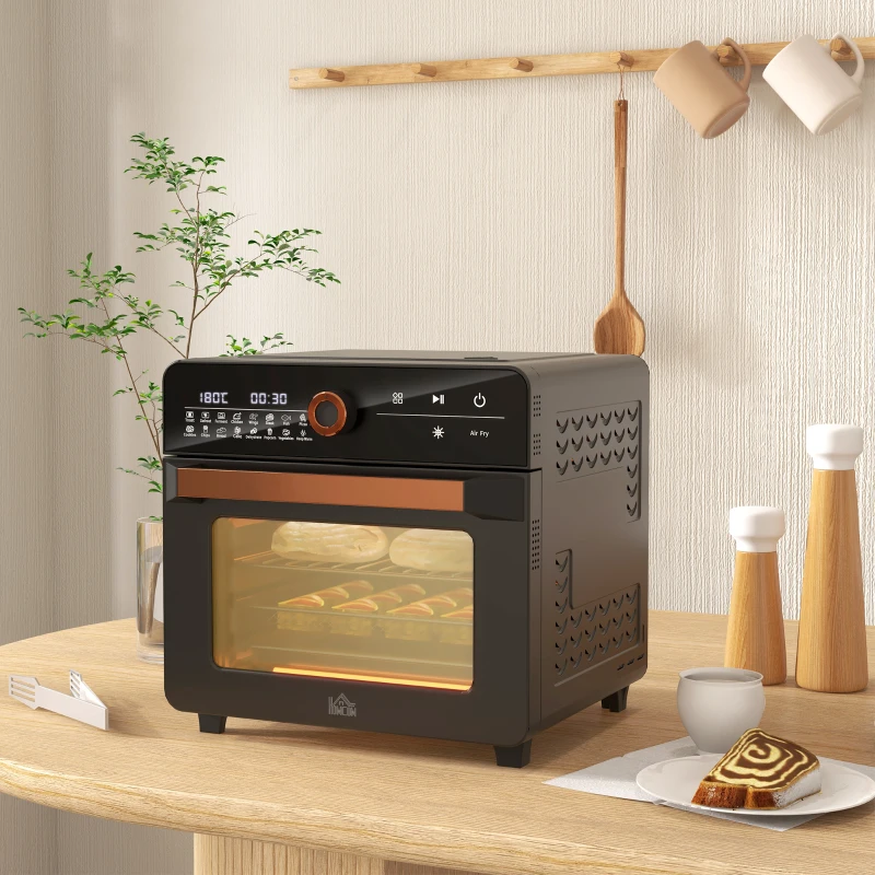 HOMCOM Minibackofen 20L, Mini Ofen, 40-220°C, 17 Modi, Timer, 36x37x34,5cm, Schwarz