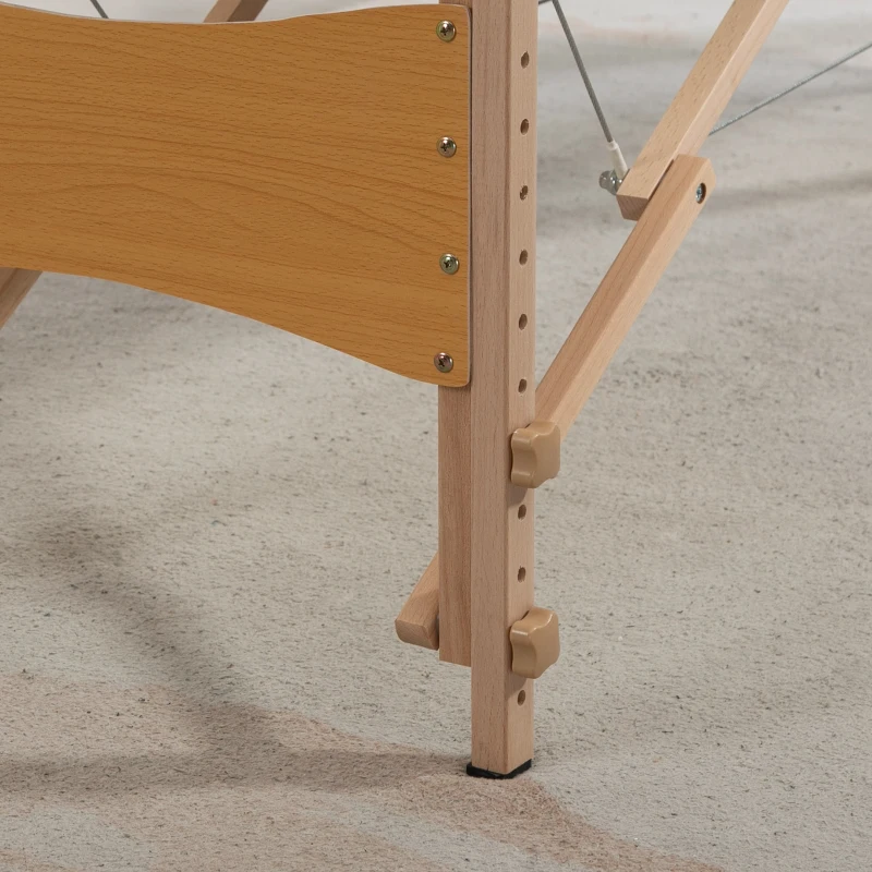 HOMCOM Mobile Massageliege 2 Zonen Klappbar Höhenverstellbar Massagetisch 60 cm Breit mit Tragetasche Holzfüßen Cremeweiß