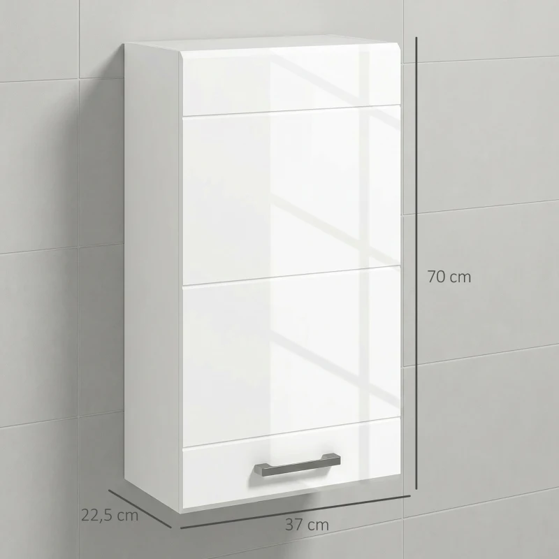 kleankin Mobiletto Bagno in MDF a Muro con 3 Ripiani e Ripiano Superiore Regolabile, 37x22.5x70 cm, Bianco