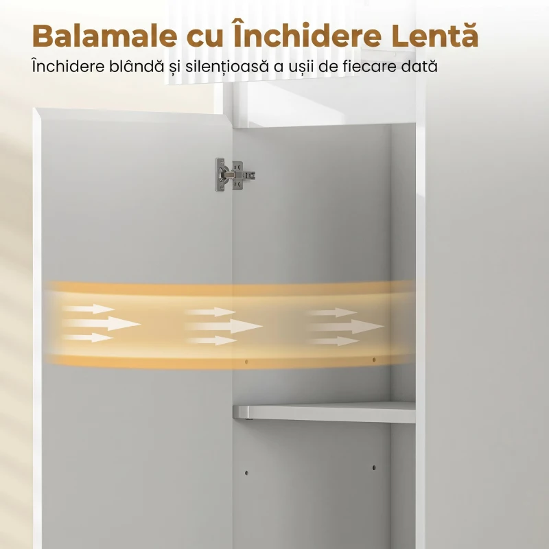 HOMCOM Dulap de Baie Înalt, Dulap Independent cu Raft Reglabil, Alb