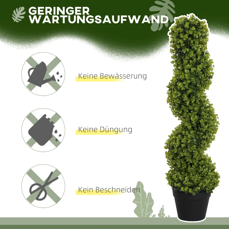 HOMCOM Set van 2 decoratieve planten, kunstplanten in pot, kunstplanten voor thuis, binnen en buiten, 90 cm, groen