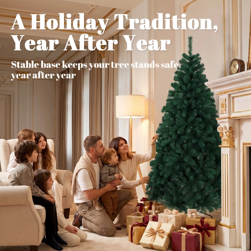 HOMCOM Sapin de Noël Artificiel 180 cm, Arbre de Noël avec 700 Pointes de Branches Articulées, Support Pliable en Acier, Vert