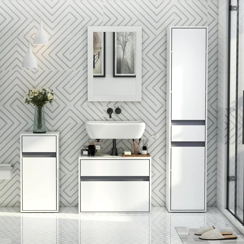 HOMCOM MDF 2-Drawer Under Sink Bathroom Cabinet White