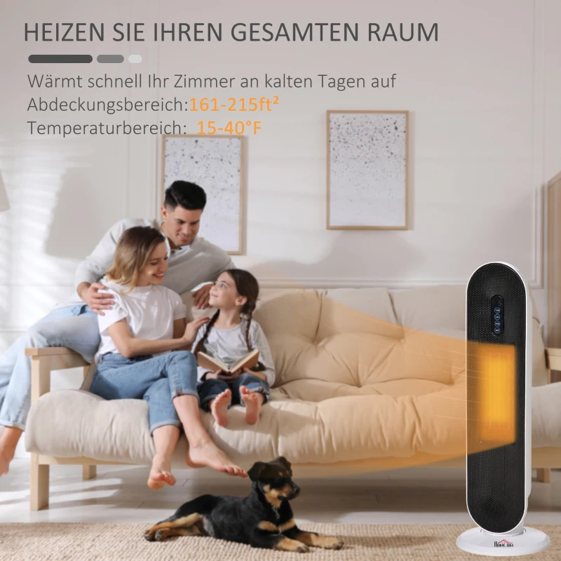 HOMCOM kachel 2000W 21 cm x 21 cm x 63.5 cm(m-4)