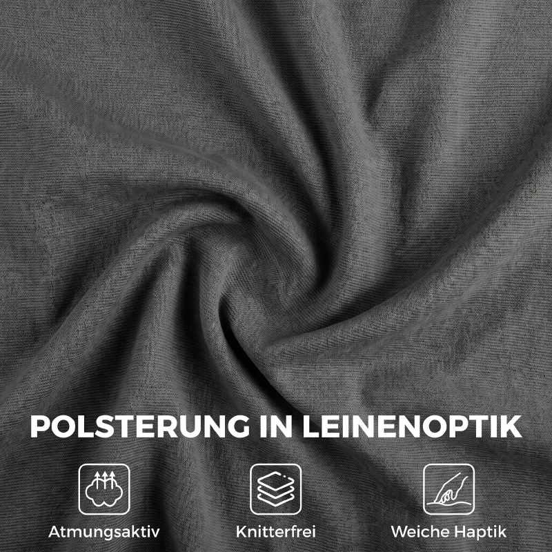 HOMCOM Schaukelstuhl in Leinenoptik mit 5-fach verstellbarer Fußstütze und Leinenoptik, für Wohnzimmer, Dunkelgrau