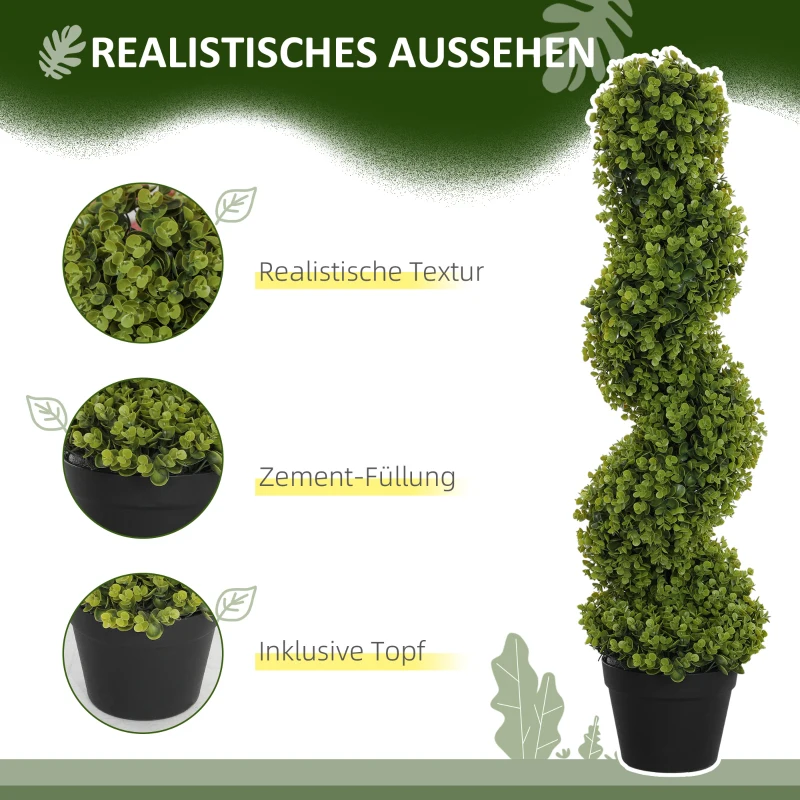 HOMCOM Set van 2 decoratieve planten, kunstplanten in pot, kunstplanten voor thuis, binnen en buiten, 90 cm, groen