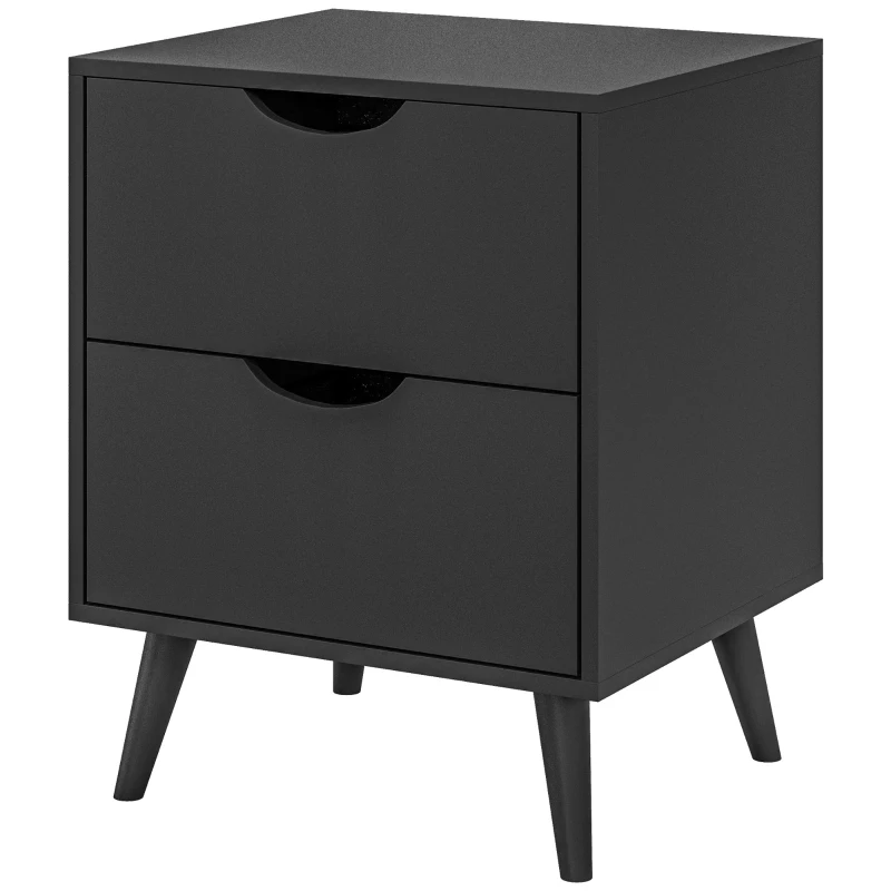 HOMCOM Table de chevet table de nuit avec 2 tiroirs, style scandinave pour chambre à coucher, salon, 40 x 35 x 50,5 cm, Noir