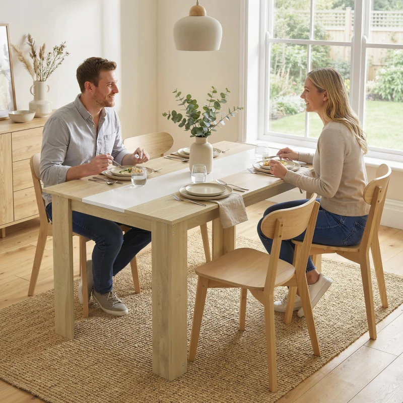 HOMCOM Table à manger table de cuisine design moderne avec grand plateau 2-4 personnes en bois dim. 120L x 69l x 75H cm