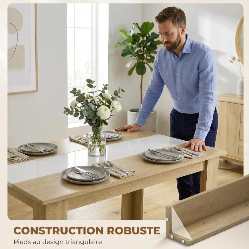 HOMCOM Table à manger table de cuisine design moderne avec grand plateau 2-4 personnes en bois dim. 120L x 69l x 75H cm