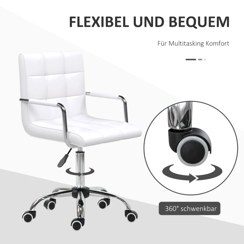 HOMCOM Bureaustoel draaistoel kruk met wielen draaibare kruk werkkruk stoel fauteuil directiestoel(m-5)