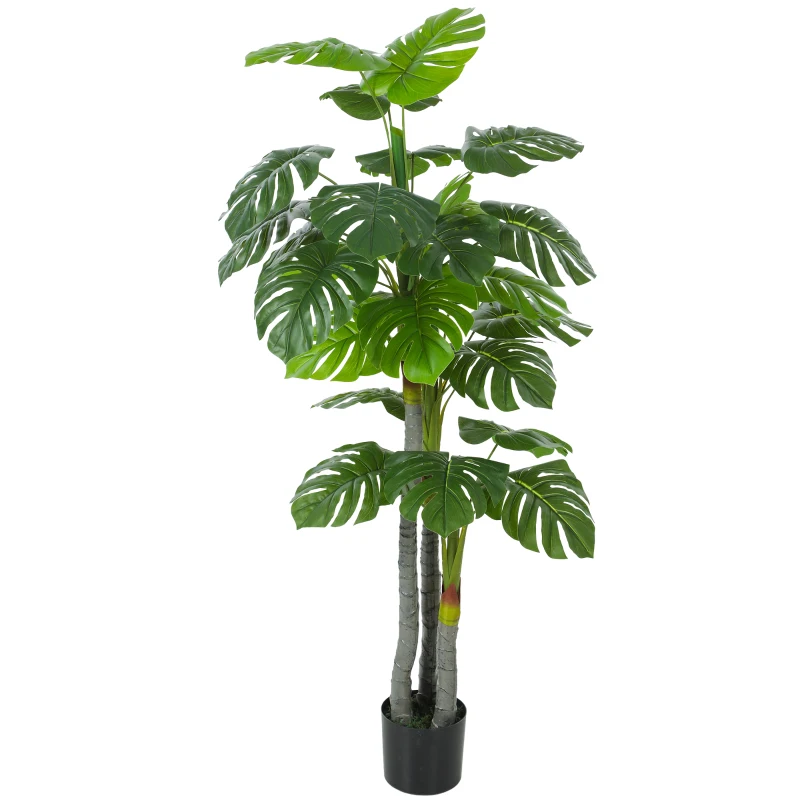 HOMCOM Arbre Artificiel Plante Artificielle Monstera H.1,5 m Tronc Branches Lichen Feuilles de Tortue Grand réalisme Pot Inclus