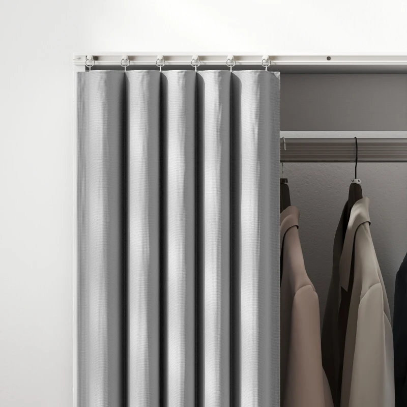 HOMCOM Armoire penderie armoire de rangement mobile avec rideau, tringle de suspension, 60 x 40 x 128 cm, blanc