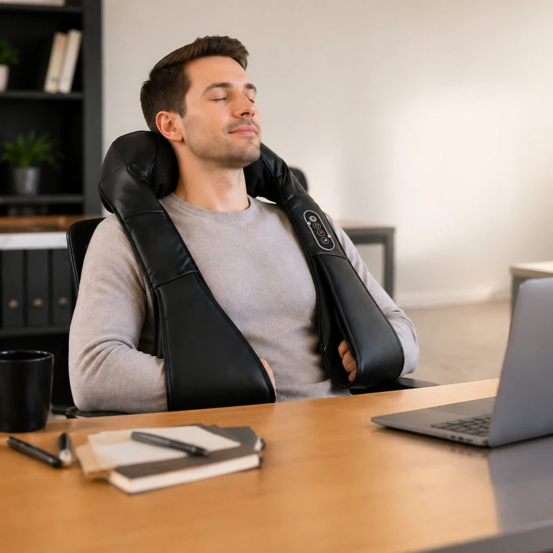 HOMCOM Masajeador Cervical y Espalda con Calor y 8 Nodos Shiatsu 3 Intensidades de Amasamiento 3D Negro