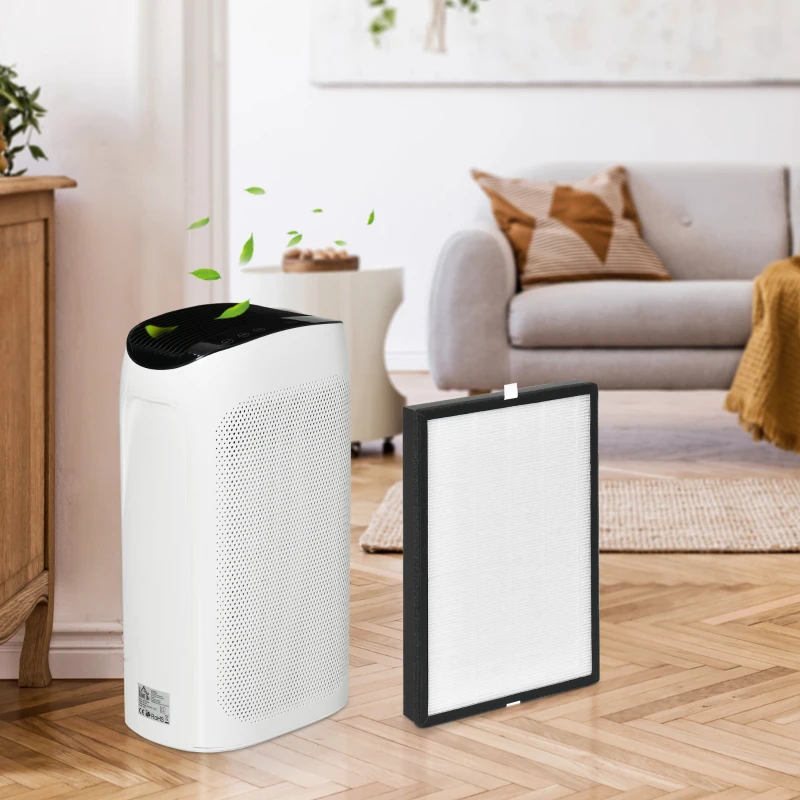 HOMCOM Purificateur d'air + Filtre pour purificateur d'air Ioniseur CADR 210m³/h minuterie filtre à charbon actif filtre HEPA