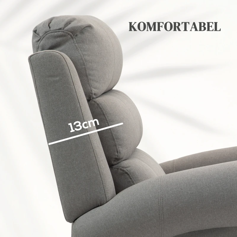 HOMCOM Relaxstoel met opsta-functie, 8 massagepunten, verwarmbare rugleuning, linnenlook, lichtgrijs