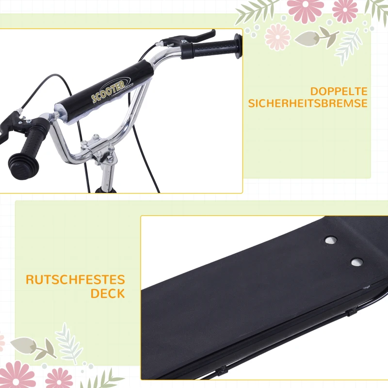 HOMCOM kinderscooter step kickscooter stadsscooter kinderstep kickboard vanaf 5 jaar 16 inch zwart 143 x 58 x 92-100 cm(m-6)