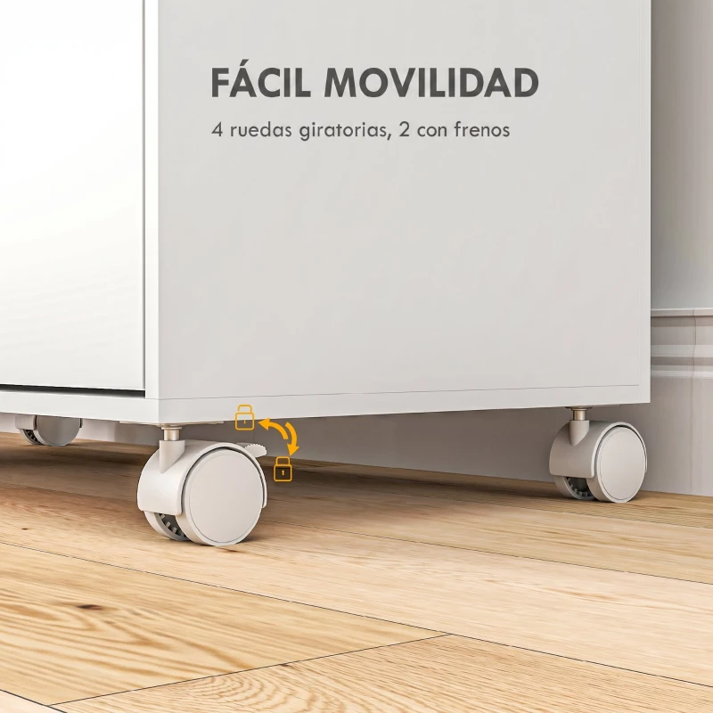 HOMCOM Mueble de Planchar con Ruedas Barra para Colgar Ropa Estante Abierto y Tablero Plegable 127x42,5x99 cm Blanco
