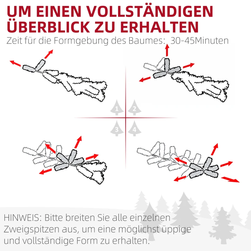 HOMCOM Kerstboom, Kunstspar, levensecht, breed & weelderig, 180 x Φ105 cm, Groen