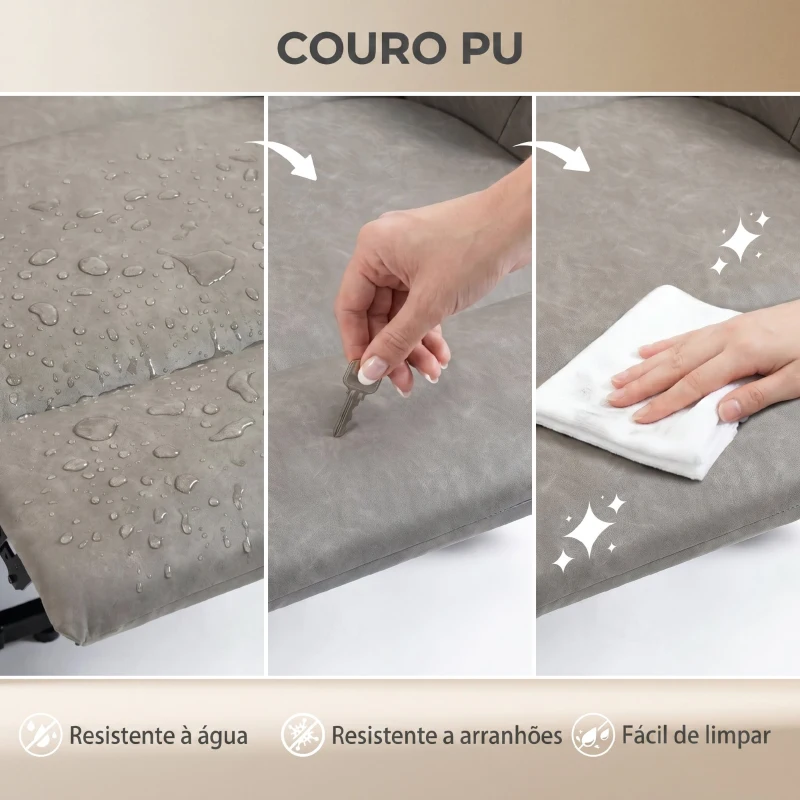 HOMCOM Cadeira Reclinável Elétrica com Elevação em Couro PU Controlo Remoto Assento com Molas Apoio para os Pés Cinzento