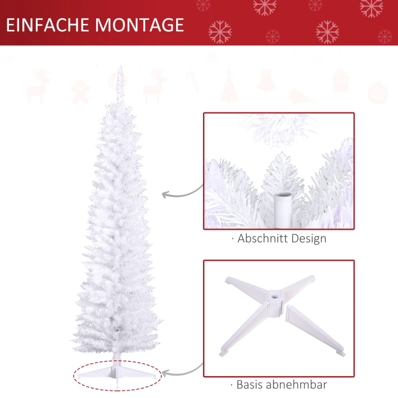 HOMCOM kerstboom dennenboom met kunststof standaard 390 takpunten wit Ø 55 x 180 h cm