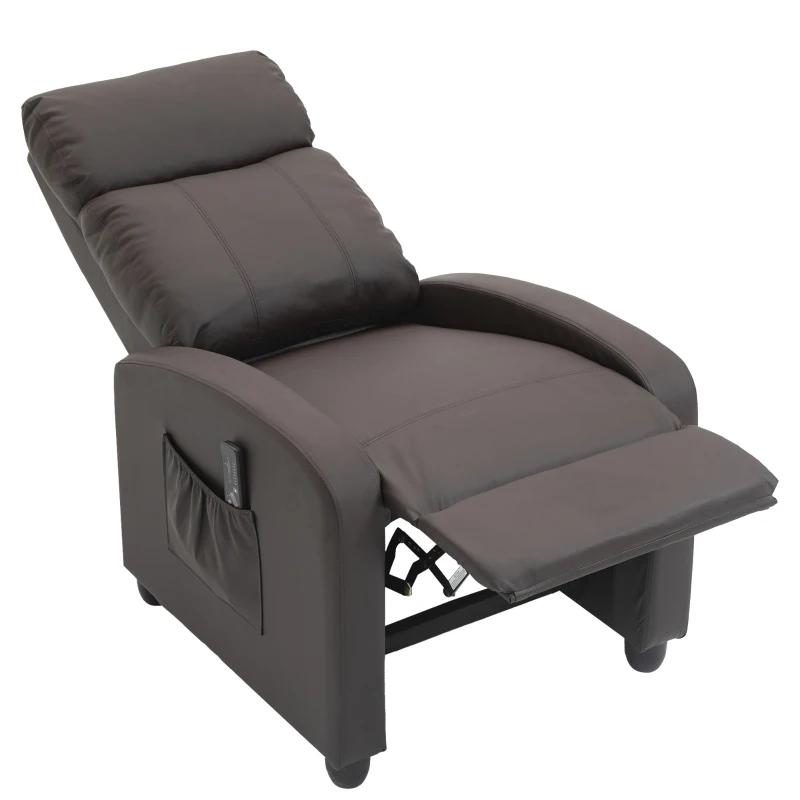 HOMCOM Relaxsessel Fernsehsessel mit Vibrationsmassage, Liegefunktion, 2 Massagepunkte, Fernbedienung, 68 x 88 x 98 cm Braun