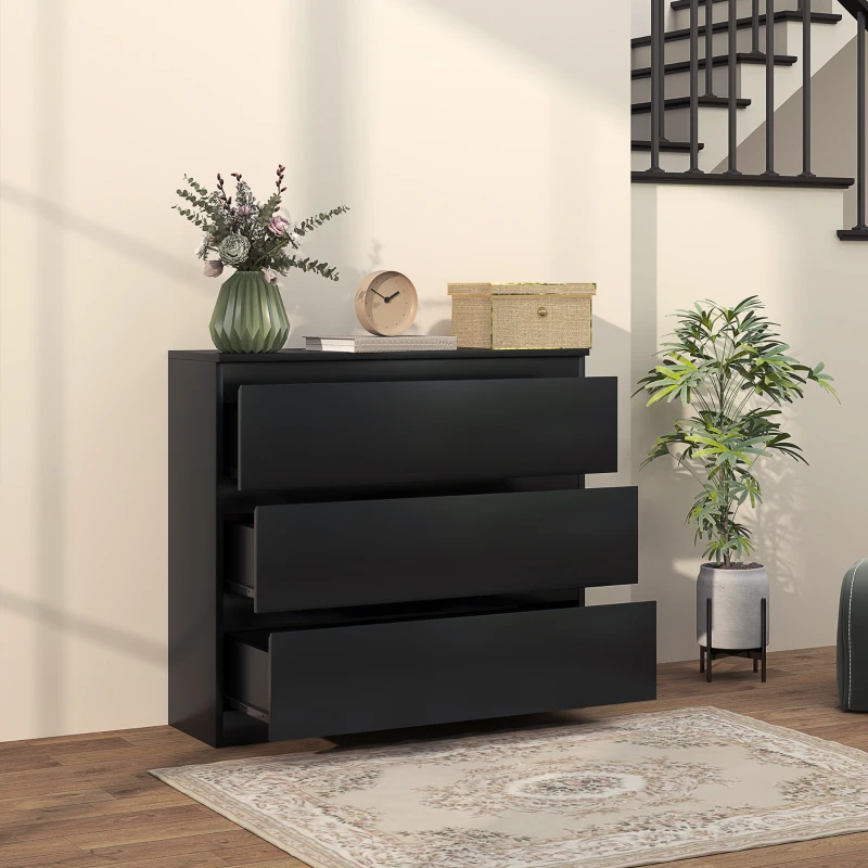 HOMCOM Chest of Three Drawers - Black