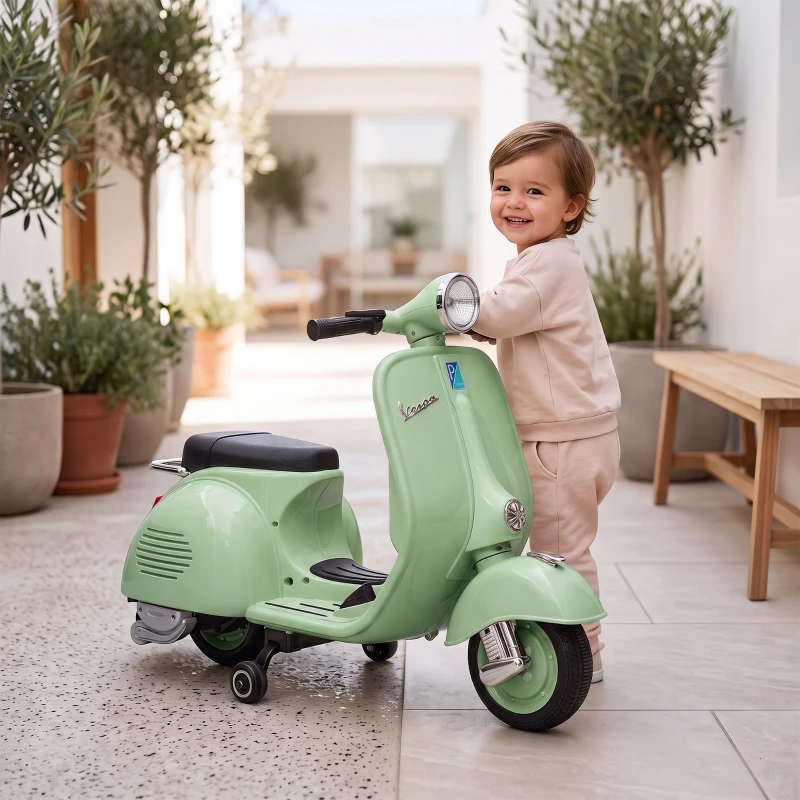 AIYAPLAY Elektryczny motocykl dla dzieci 6 V z kółkami podporowymi, akumulatorem litowym, Softstart, muzyką, USB, reflektorem, klaksonem