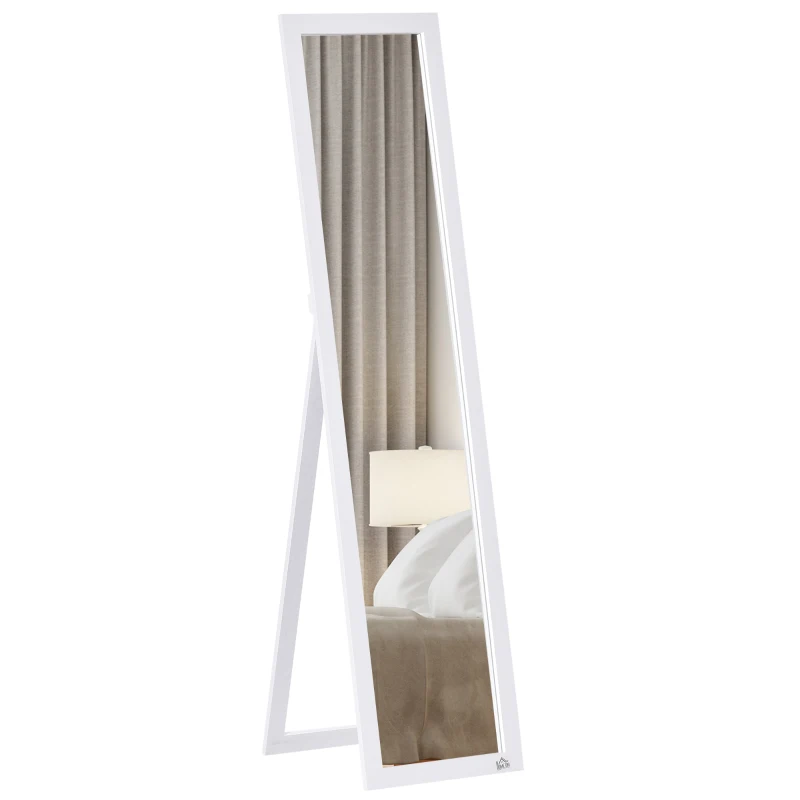 HOMCOM Espejo de Cuerpo Entero de Pie o para Colgar de Estilo Moderno para Pasillo Dormitorio 37x37x154 cm Blanco