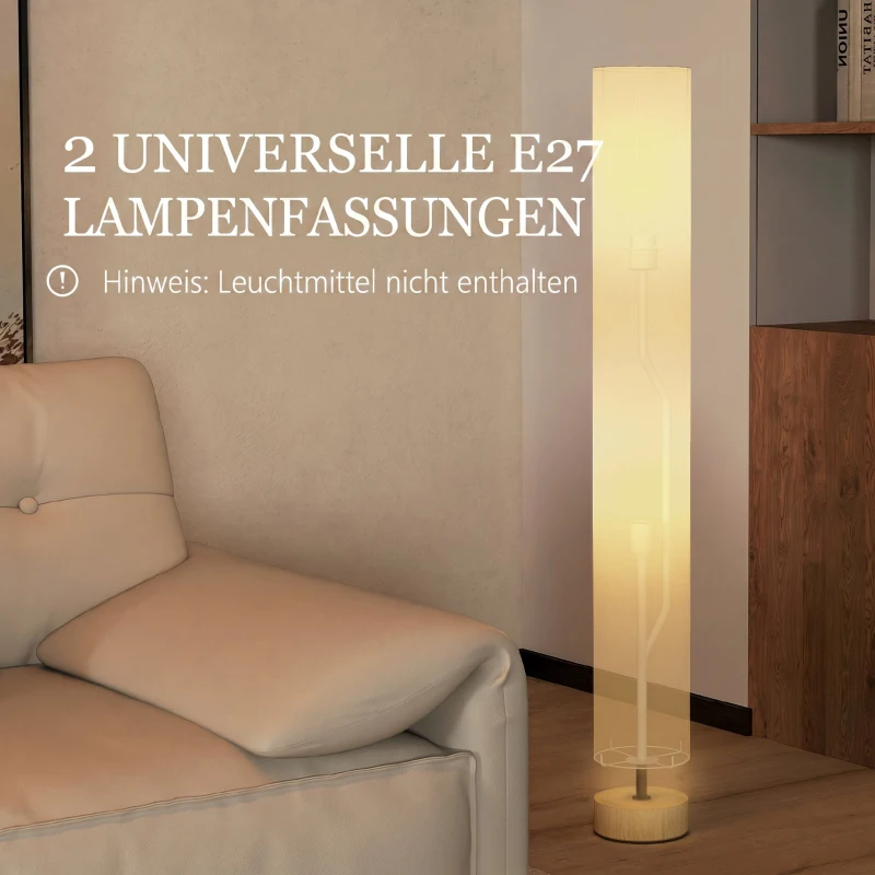 HOMCOM Stehlampe Wohnzimmer Stehleuchte mit Lampenschirm aus Leinen, Fußschalter