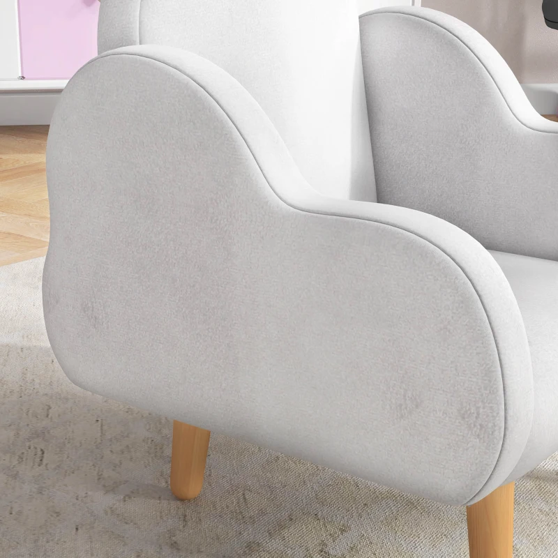 ZONEKIZ Poltrona per Bambini in Stile Scandinavo con Braccioli a Nuvola in Tessuto Bianco, 46x51x55 cm