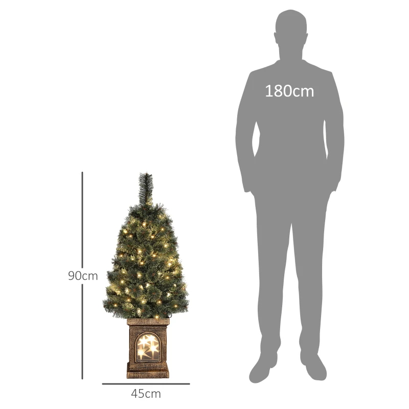 HOMCOM Kerstboom, levensecht uiterlijk, ingebouwde LED's, dimbaar, 8 modi, 45 x 90 cm, Groen