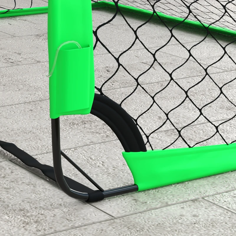 SPORTNOW Juego de 2 Porterías de Fútbol para Niños Porterías de Fútbol Plegables con Luz LED 120x90x90 cm Verde