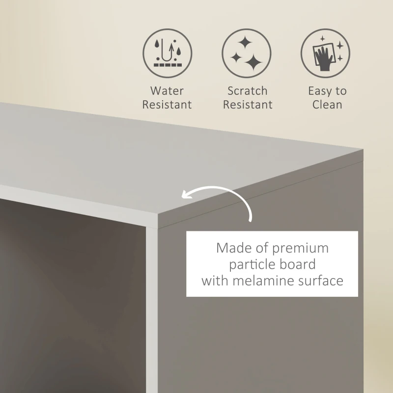 HOMCOM Open Wardrobe on Wheels, Bedroom Wardrobe with Clothes Hanging Rail, 3 Storage Shelves, Mobile Garment Rack for Cloakroom, Hallway, Grey