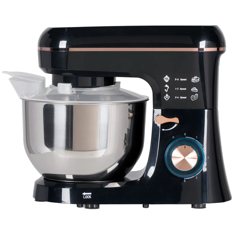 HOMCOM Blender, keukenmachine, roerapparaat, 6 standen, 5,5L roestvrijstalen kom, zwart